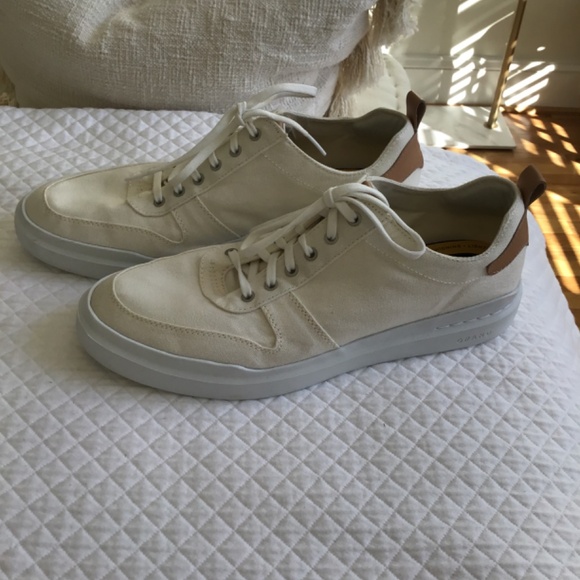 Cole Haan Men's Grand360 Rally Court Canvas Sneakers Size 12 Cream - Picture 3 of 9